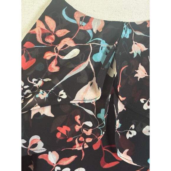BCBGMAXAZRIA Black Floral Ruffle Cocktail Dress Sz Small Sleeveless - Picture 8 of 10